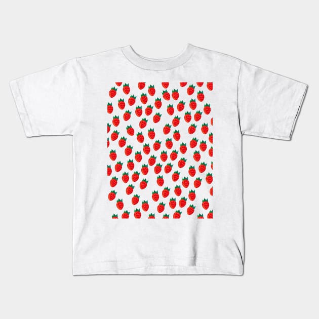 Cartoon Strawberry fruit Kids T-Shirt by nickemporium1